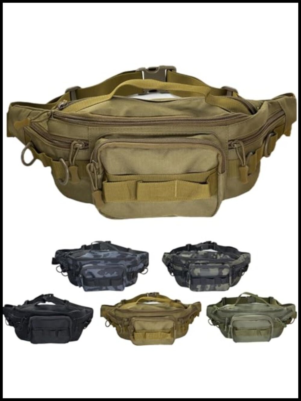 Men's Nylon Fishing Fanny Pack Waist Pack Water Repellent Sling Bag Outdoor